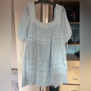 J. Crew Light Blue Blouse with Puff Sleeves